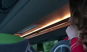 Blowjob in the bus with creampie