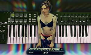 Pretty Piano Girl playing in her Panties