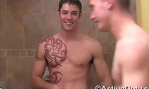 Compilation of best gay having bathroom sex, dudes bathing each other's muscular bodies under the shower then tasting each other's cocks and fucking.