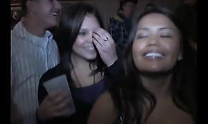 Coed lesbo dildos pussy as everyone watches at College Party