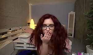 Innocent redhead films herself teaching an ANATOMY LESSON to her young classmate!