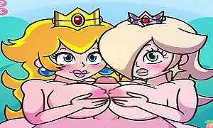Princess Peach and Rosalina titfuck