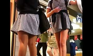 Upskirt Teen Students Wearing Short Uniforms - Voyeur
