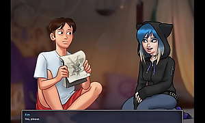 Blue Hair Goth Gets Caught Giving Handjob I Summertime Saga