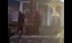 Ukrainian nazi does spanking of Russian-speaking Ukrainian girl in Kiev