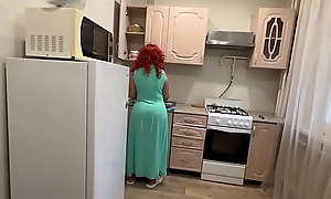 step Mom with a big ass satisfied her with her anal in the kitchen