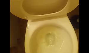 21 year old taking a piss in the toilet with a bit of penis showing