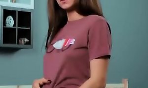 Dazzling kitten rubs soiled vulva until she's having orgasm