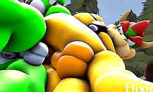 Yoshi plapping Bowser's booty