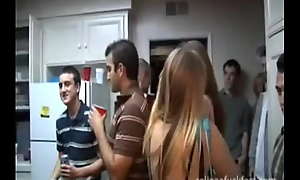 Coed whore fucking as others watch at frat party