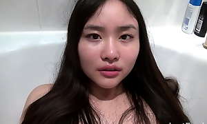 Wholesome Asian teen Sophie Hara gets caught by her flatmate while having divertissement in along to bathtub and then they have sex irrevocably