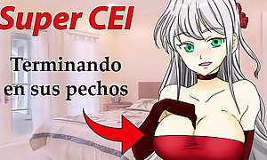 Well-endowed CEI Manga en español. Limpiando el semen de sus pechos.
