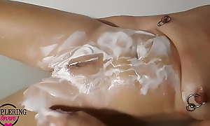 nippleringlover hot shaving pierced bawdy cleft nude in bathtub way-out pierced nipples