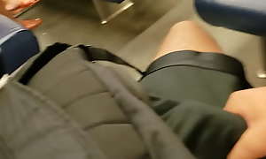 Undeceitful ebony feet on train while I kidnap my dick