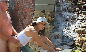 Great Outdoor Waterfall Fuck Then Candi Annie Swallows Cum Load
