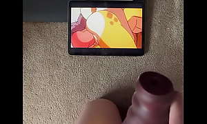 Cumming on video of furry porn by jasonafex