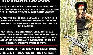 Sexy Ranger Hotkinkyjo self anal fisting and prolapse in the forest