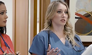 Girlsway Hot Greenhorn Nurse With Obese Knockers Has A Wet Cum-hole Formation With Her Superior